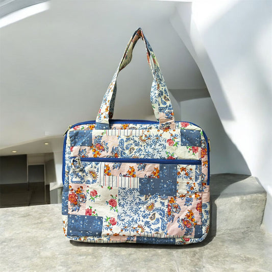 #241401 - Blue Patch Print Handmade Laptop Bag