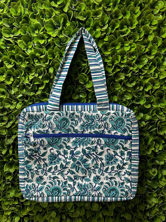 #241402 - Blue Floral Print Handmade Laptop Bag