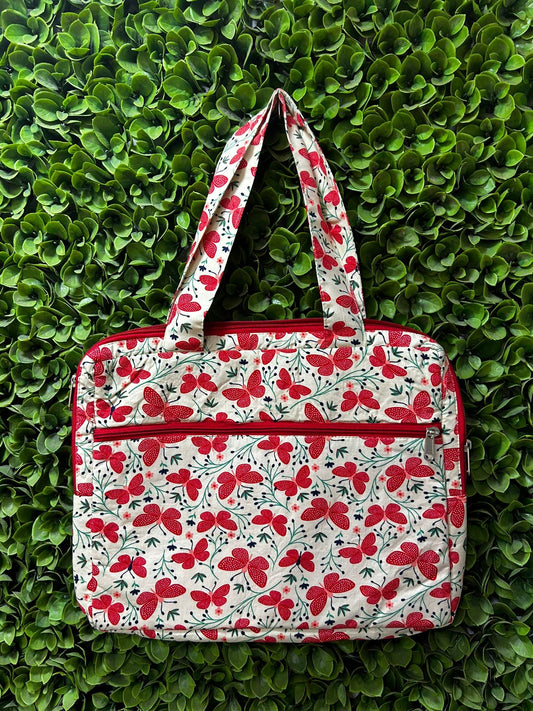 #241403 - Red Butterfly Print Handmade Laptop Bag