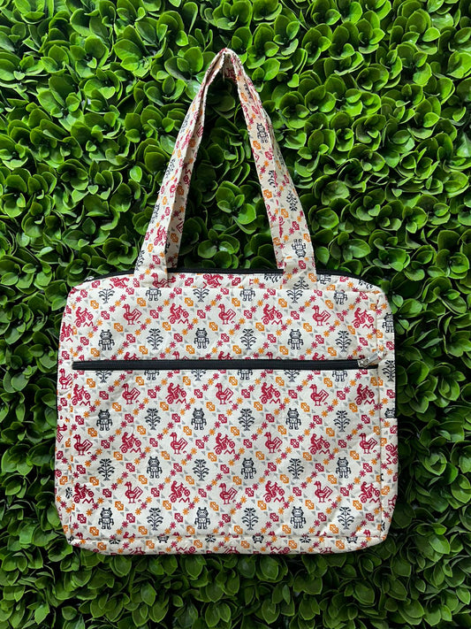 #241404 - Cream Symmetrical Print Handmade Laptop Bag