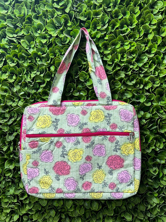 #241408 - SeaGreen Floral Print Handmade Laptop Bag