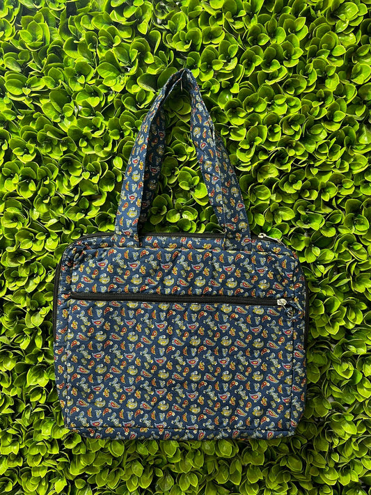 #241409 - Navy Floral Print Handmade Laptop Bag