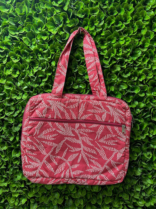 #241411 - Coral Leaf Print Handmade Laptop Bag