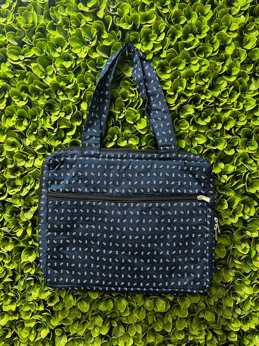 #241413 - Navy Ditsy Print Handmade Laptop Bag