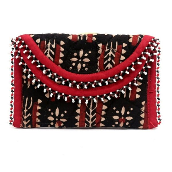 Doubleflap Purse - Small/Black Block Print