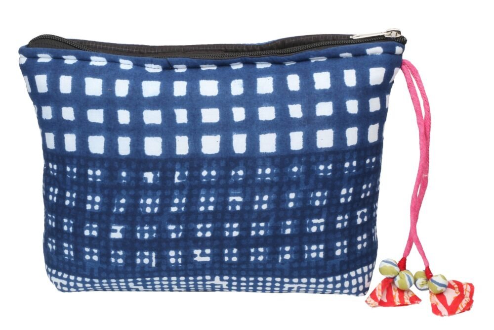 Accessory Cum Vanity Pouch - Denim Block Print