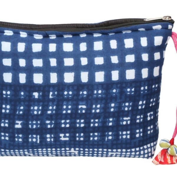 Accessory Cum Vanity Pouch - Denim Block Print