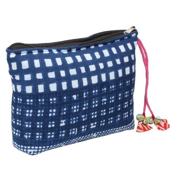 Accessory Cum Vanity Pouch - Denim Block Print - Image 4