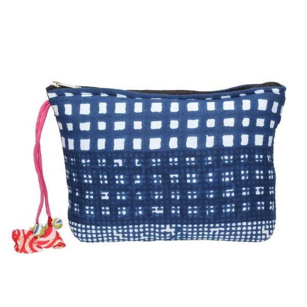 Accessory Cum Vanity Pouch - Denim Block Print - Image 2