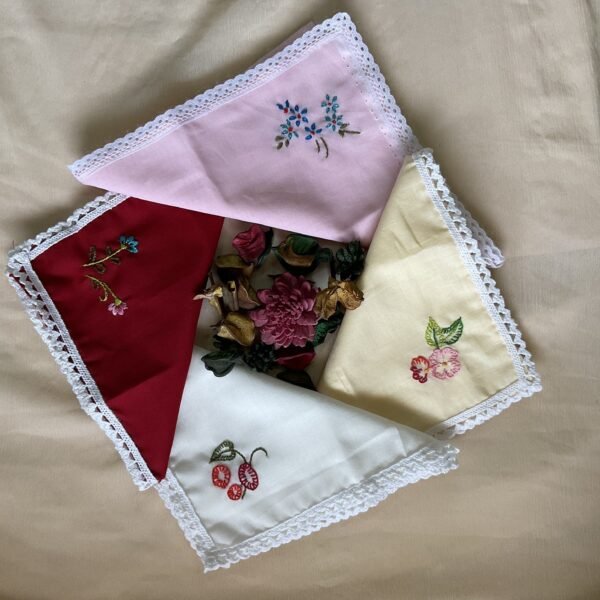 Hand embroidered Handkerchief - set of 4 Colour